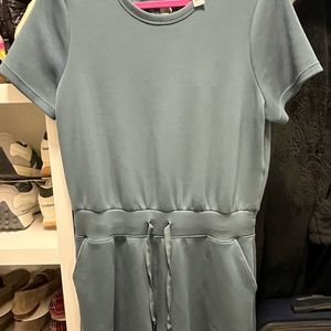 Spanx Air Essentials short sleeve/shorts one piece, dusty green EUC